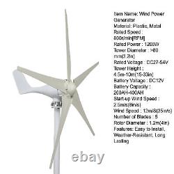 1200W Wind Turbine Generator 5 Blades DC12V Charge Controller Windmill Generator
