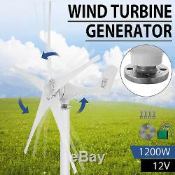 1200W Wind Turbine Generator DC 12V Charger Controller Home Power 5 Blades
