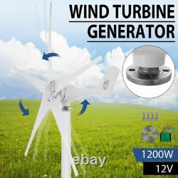 1200W Wind Turbine Generator DC 12V Charger Controller Home Power 5 Blades US