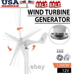 1200W Wind Turbine Generator Kit 5 Blades With DC12V Charge Controller White USA