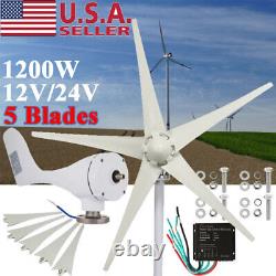 1200W Wind Turbine Generator Kit For Home Boat Windmill Power DC 12V/24V 5 Blade