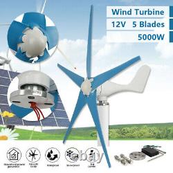 12V 5000W 5 Blades Horizontal Wind Turbine Generator Power+Charge Controller