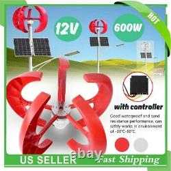 12V 600W 5Blade Lantern Vertical Wind Turbine Generator Kit Electricity Producer