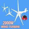 2000w Hybrid Wind Turbine Generator 3/5 Blades Dc 12/24v Kit Charge Controller