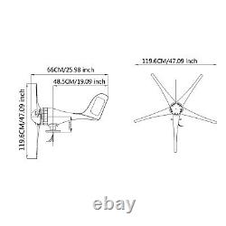 2400W Max Power 5 Blades DC 24V Wind Turbine Generator Kit with Charge Controller
