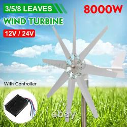 3/5/8 Blades 8000W Wind Turbine Generator Unit DC 12/24V Power Charge Controller