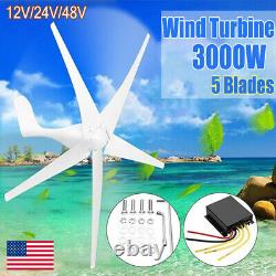3000W 12-48V Wind Turbine Generator 5 Blades Charge Controller OR Power Inverter