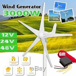 3000W 12V 24V Wind Turbine Generator Kit 5 Blades Charger Controller Home