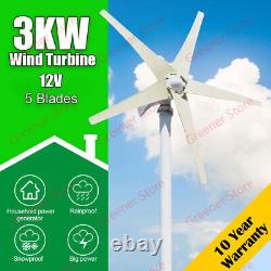 3000W 12V DC Wind Turbine Generator Home Power Kit Charge Controller 5 Blades