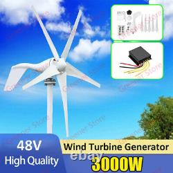 3000W 48V DC 5 Blades Wind Turbine Generator Grid Power Kit Charge Controller