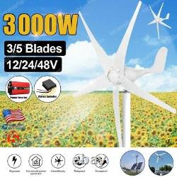 3000W Max Power 5 Blades DC 12V 24V 48V Wind Turbine Generator Kits W Controller