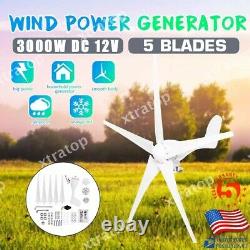 3000W Max Power 5 Blades DC 12V Wind Turbine Generator Kit W Charge Controller