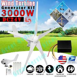 3000W Wind Turbine Generator W Charger Controller Windmill Power DC 24V 5 Blades