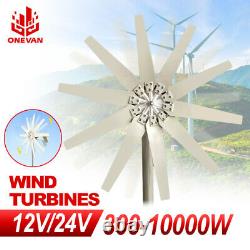 300W Wind Turbine Generator Kit 10 Blades MPPT Controller Home Power DC 12V/24V