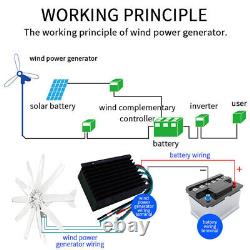 300W Wind Turbine Generator Kit 10 Blades MPPT Controller Home Power DC 12V/24V