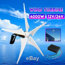 4000W 12/24V 5 Blades Wind Turbines Generator Horizontal Charge Controller