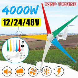 4000W 5 Colorful Blades 12V/24/48V Wind Turbine Generator + Charge Controller