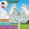 4200w 12v/24v 4 Blades Wind Turbine Generator Vertical Axis Clean Energy White