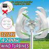 4200w 12v/24v 4 Blades Wind Turbine Generator Vertical Axis Clean Energy White