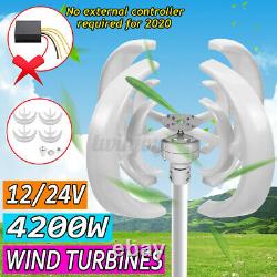 4200W 12V/24V 4 Blades Wind Turbine Generator Vertical Axis Clean Energy White