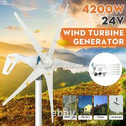 4200W 24V Lanterns 5 Blades Wind Turbine Generator Kits Charge Controller Home