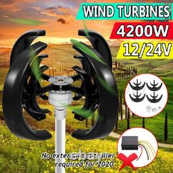 4200W DC 12/24V 4 Blades Lantern Wind Turbine Generator Vertical Axis Home Power