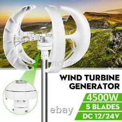 4500W DC 24V 5 Blades Lantern Wind Turbine Generator Vertical Axis Home Power