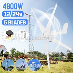 4800W Max Power 5 Blades DC 24V Wind Turbine Generator Kit W. Charge Controller