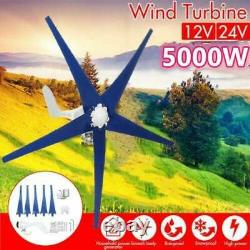 5 Blades 5000W 12V/24V Horizontal Wind Turbine Generator Power+Charge Controller
