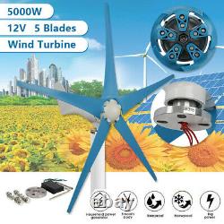 5000W Max Power 5 Blades DC 12V Wind Turbine Generator Kit W Charge Controller