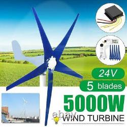 5000W Max Power 5 Blades DC 24V Wind Turbine Generator Kit W. Charge Controller