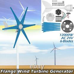 6 Blades Flange Wind Turbine Generator 12000W AC 24V Horizontal Axis