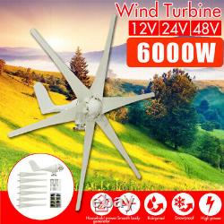 6000W 12/24/48V 6 Blade Wind Turbine Generator Horizontal Power Windmill