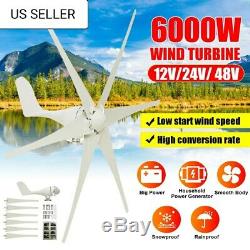 6000W Wind Turbine Generator 24V 6 Blade Wind Turbine Horizontal Home Power