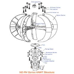 600W DC 24V 5-Blade Lantern Wind Turbine Generator Vertical Axis Wind Power