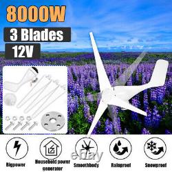 8000W 3/5 Blade Wind Turbines 12/24V With Charge Controller Generator Home Power