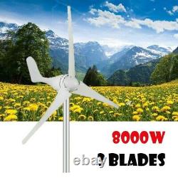 8000W 3 Blades Wind Turbine Generator Kit Vertical Axis Residential Power Garden