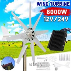 8000W 8 Blades Wind Turbine Generator DC 12V 24V Charger Controller Wind Generat