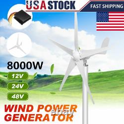 8000W Wind Power Turbines Generator 12/24/48V 5 Blades Fit for Home Or Camping N