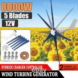 8000W Wind Turbine Generator 12V 5 Blade Wind Turbine Horizontal With Controller
