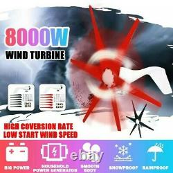 8000W Wind Turbine Generator 12V 6 Blade Wind Turbine Horizontal Home Power