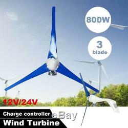 800W 12V/24V Power Horizontal Wind Turbine Generator Windmill Charge Controller