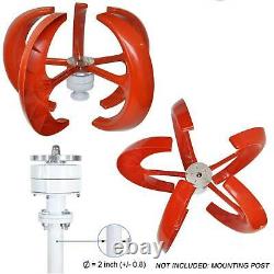 800W DC 12V 5 Blades Wind Turbine Generator Vertical Axis Clean Energy Power Red