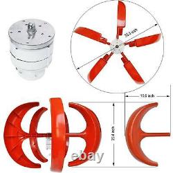 800W DC 12V 5 Blades Wind Turbine Generator Vertical Axis Clean Energy Power Red