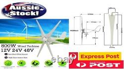 800W Peak 6 Blades 12V/24V/48V Horizontal Wind Turbine Generator Residential Hom