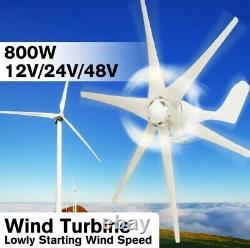 800W Peak 6 Blades 12V/24V/48V Horizontal Wind Turbine Generator Residential Hom