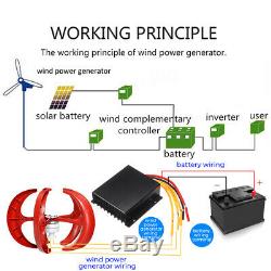 800W Wind Turbine Generator 12/24V VAWT Vertical Axis 5Blades+Controller Charger