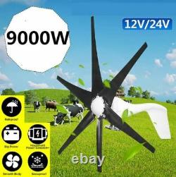 9000W 12V White 6 Blade Wind Turbines Wind Generator Horizontal Home Windmill