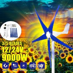 9000W Max Power 5 Blades 12/24V Wind Turbine Generator Kit with Charge