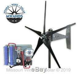 Missouri Freedom 12 Volt 1600 Watt 5 Blade Wind Turbine Generator Kit Black